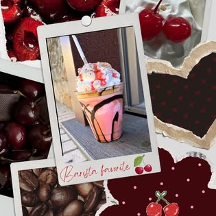 A cherry-topped barista favorite specialty drink