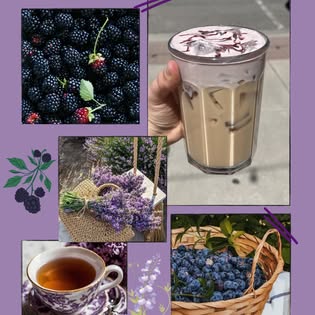Fresh blackberries, lavender sprigs, and loose-leaf tea used at Moca Joe's